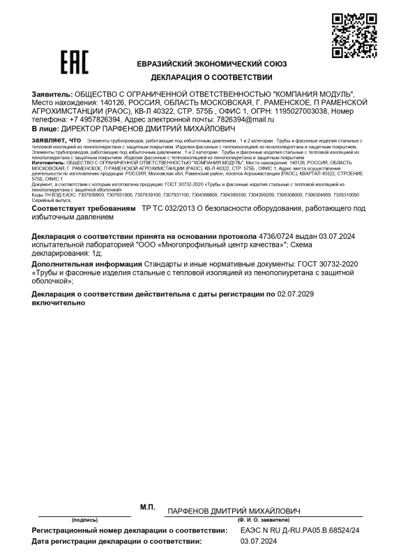 Сертификат Компания Модуль